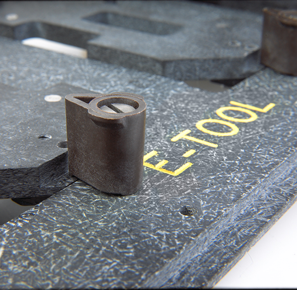 Electronic circuit board pallet holder detail shot